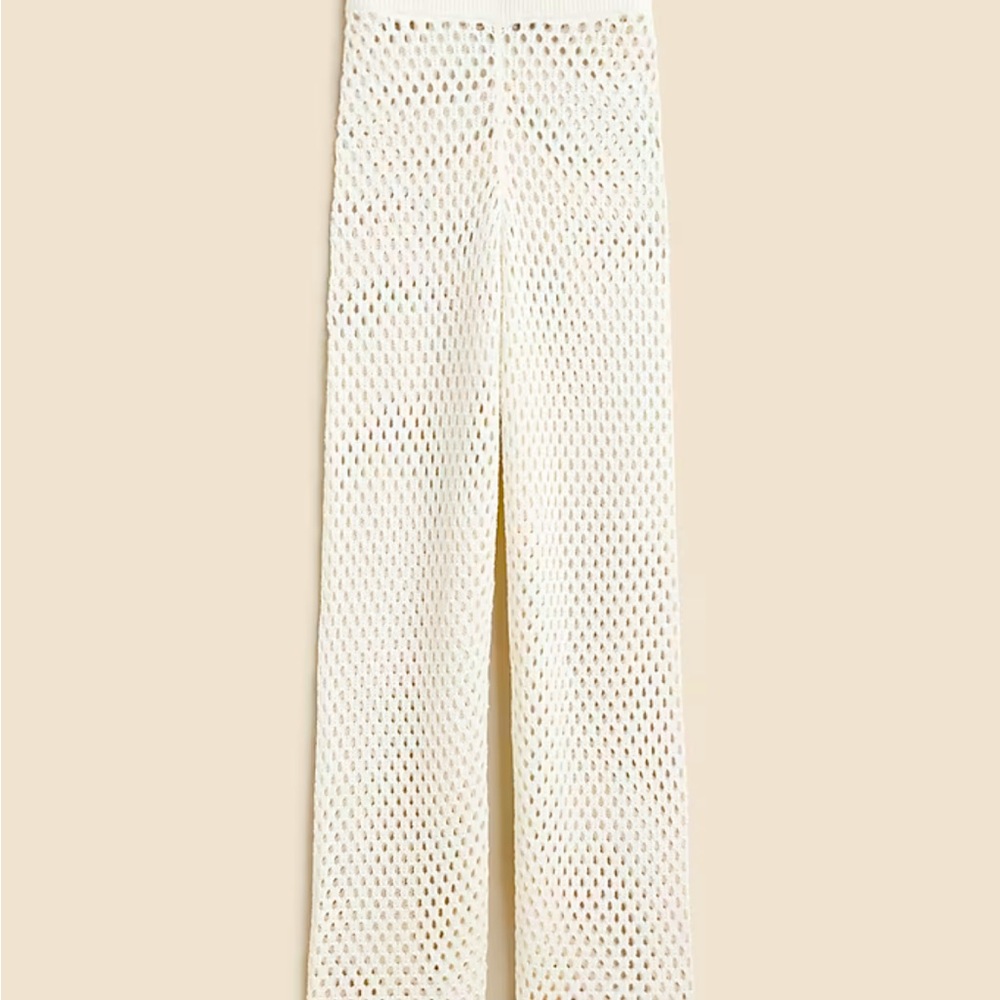 JCrew Cream Crochet Wide-Leg Pants